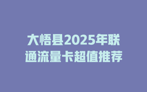 大悟县2025年联通流量卡超值推荐