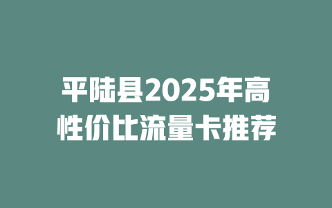平陆县2025年高性价比流量卡推荐