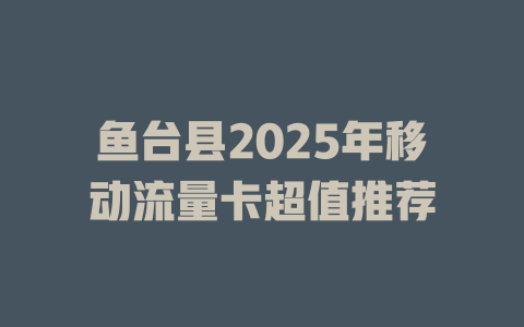 鱼台县2025年移动流量卡超值推荐