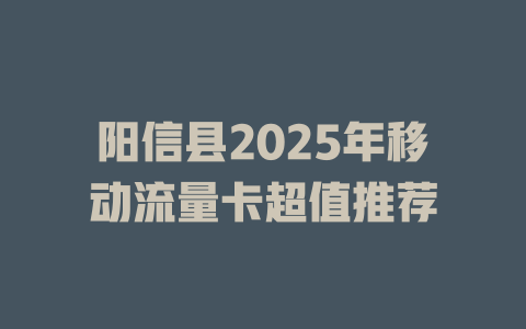 阳信县2025年移动流量卡超值推荐