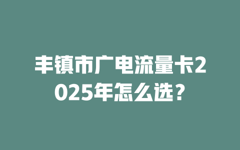 丰镇市广电流量卡2025年怎么选？