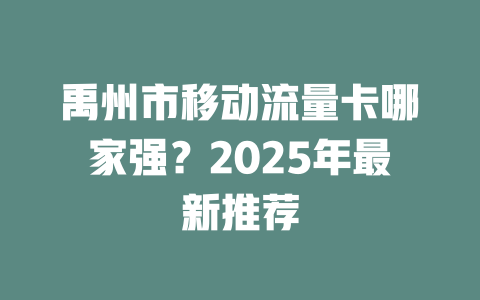 禹州市移动流量卡哪家强？2025年最新推荐