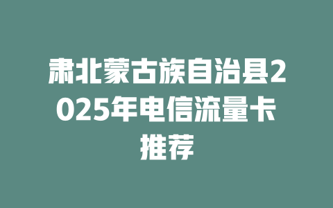 肃北蒙古族自治县2025年电信流量卡推荐
