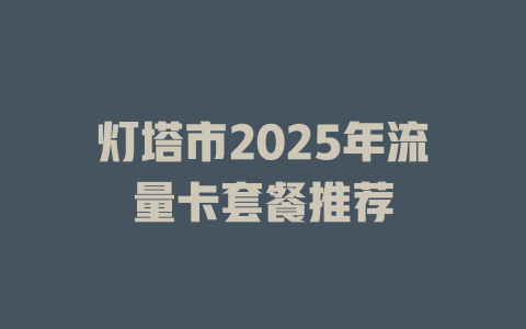 灯塔市2025年流量卡套餐推荐
