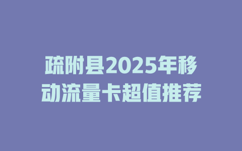 疏附县2025年移动流量卡超值推荐