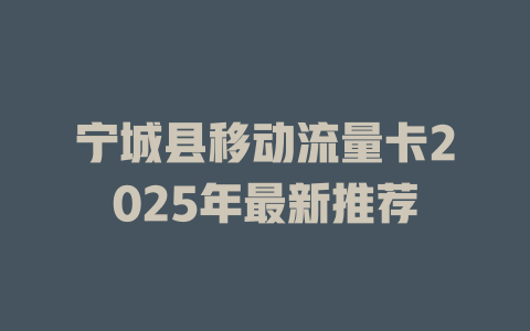 宁城县移动流量卡2025年最新推荐