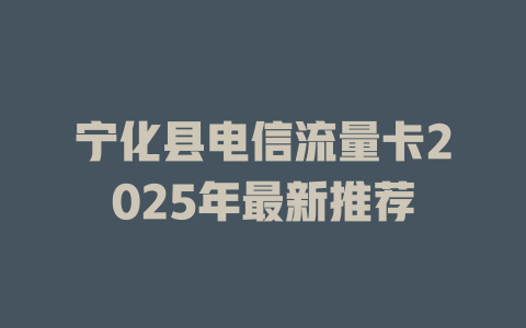 宁化县电信流量卡2025年最新推荐