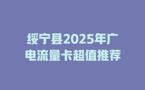 绥宁县2025年广电流量卡超值推荐