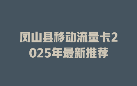 凤山县移动流量卡2025年最新推荐