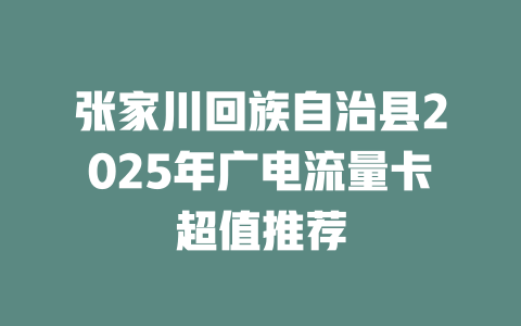 张家川回族自治县2025年广电流量卡超值推荐