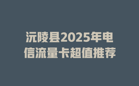 沅陵县2025年电信流量卡超值推荐