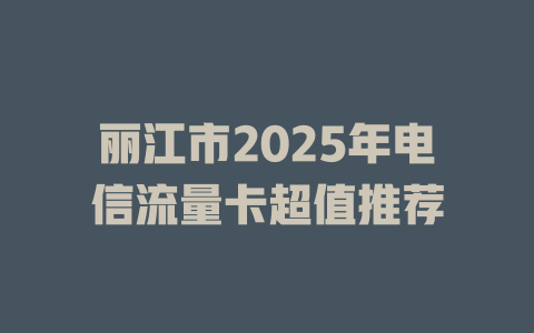 丽江市2025年电信流量卡超值推荐