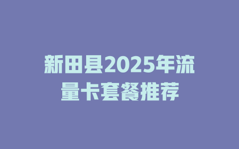 新田县2025年流量卡套餐推荐