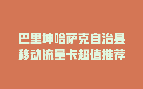 巴里坤哈萨克自治县移动流量卡超值推荐