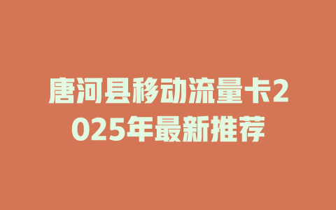 唐河县移动流量卡2025年最新推荐