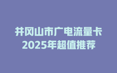井冈山市广电流量卡2025年超值推荐
