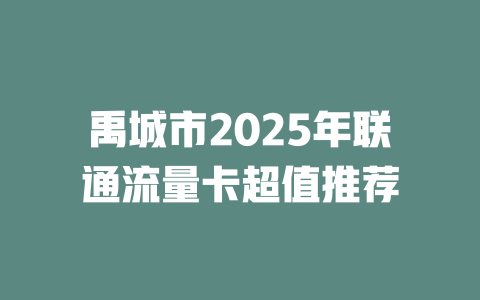 禹城市2025年联通流量卡超值推荐