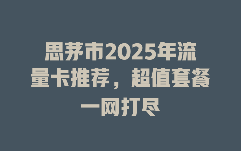 思茅市2025年流量卡推荐，超值套餐一网打尽