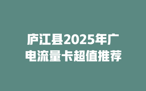 庐江县2025年广电流量卡超值推荐