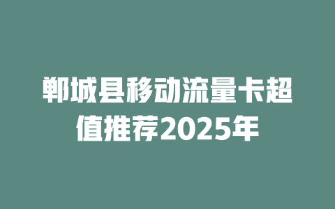 郸城县移动流量卡超值推荐2025年