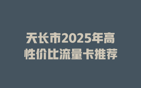 天长市2025年高性价比流量卡推荐