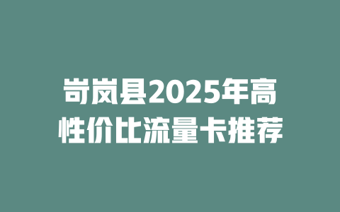 岢岚县2025年高性价比流量卡推荐