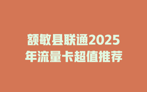 额敏县联通2025年流量卡超值推荐