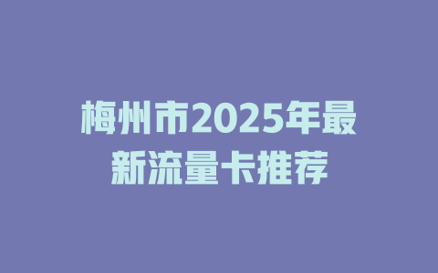 梅州市2025年最新流量卡推荐