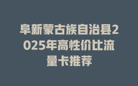 阜新蒙古族自治县2025年高性价比流量卡推荐