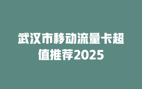 武汉市移动流量卡超值推荐2025