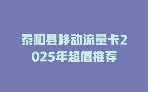 泰和县移动流量卡2025年超值推荐