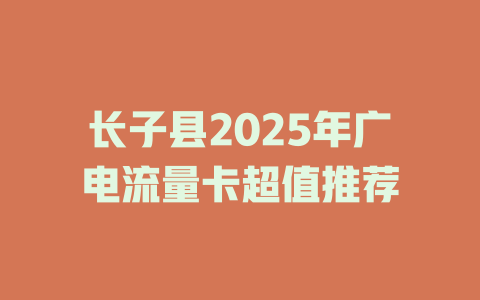 长子县2025年广电流量卡超值推荐