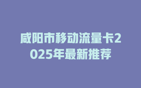 咸阳市移动流量卡2025年最新推荐