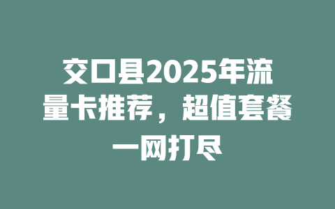 交口县2025年流量卡推荐，超值套餐一网打尽