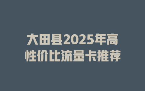 大田县2025年高性价比流量卡推荐