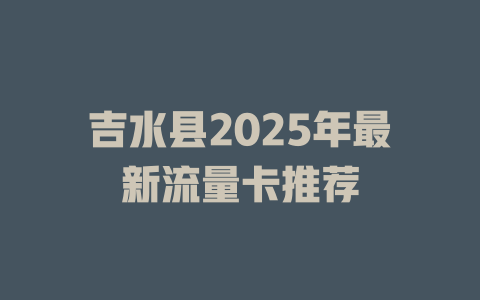 吉水县2025年最新流量卡推荐