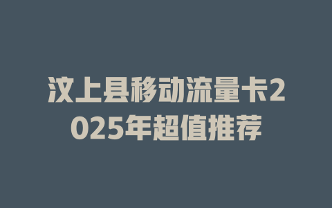 汶上县移动流量卡2025年超值推荐