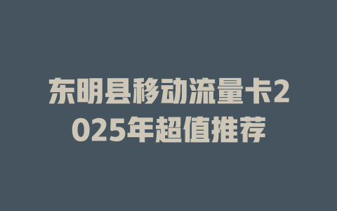 东明县移动流量卡2025年超值推荐