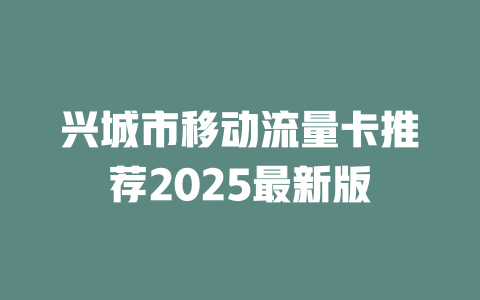 兴城市移动流量卡推荐2025最新版