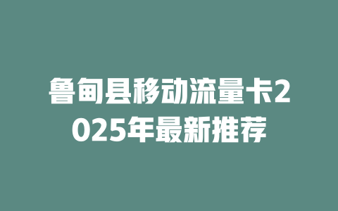 鲁甸县移动流量卡2025年最新推荐