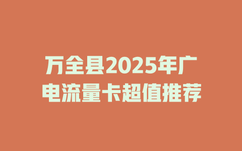 万全县2025年广电流量卡超值推荐