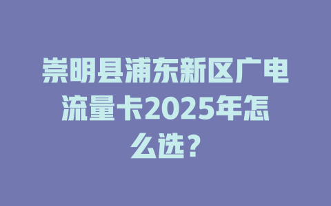 崇明县浦东新区广电流量卡2025年怎么选？