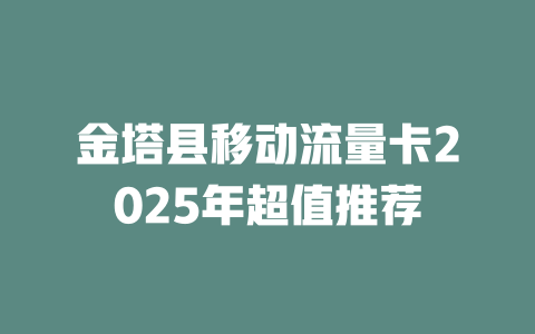 金塔县移动流量卡2025年超值推荐