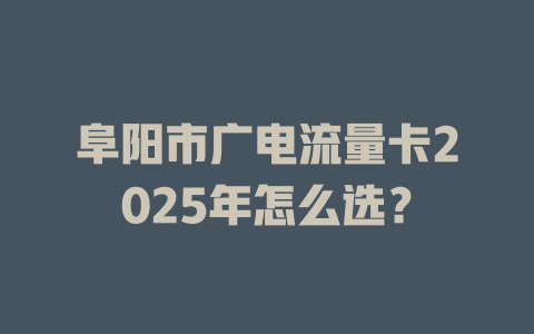 阜阳市广电流量卡2025年怎么选？