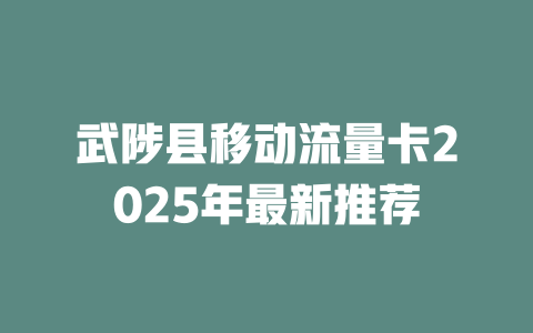武陟县移动流量卡2025年最新推荐