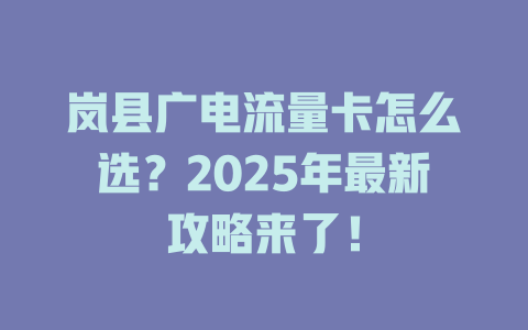 岚县广电流量卡怎么选？2025年最新攻略来了！