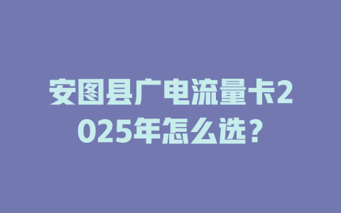 安图县广电流量卡2025年怎么选？