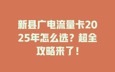 新县广电流量卡2025年怎么选？超全攻略来了！