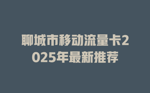 聊城市移动流量卡2025年最新推荐