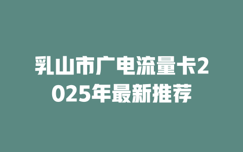 乳山市广电流量卡2025年最新推荐